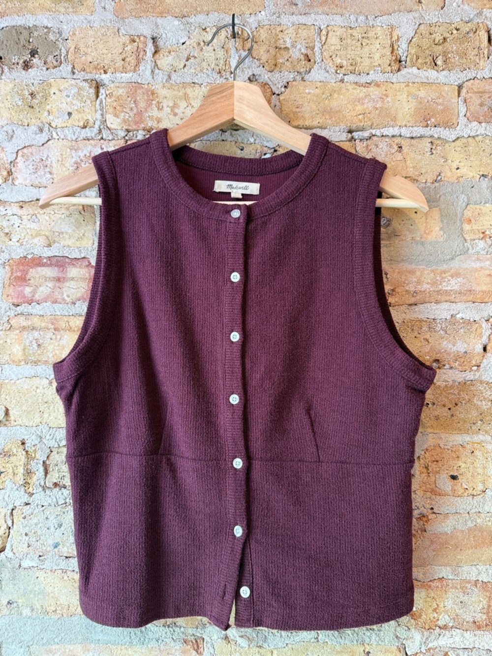 Madewell Split-Crewneck Cardigan Plum Tank Medium